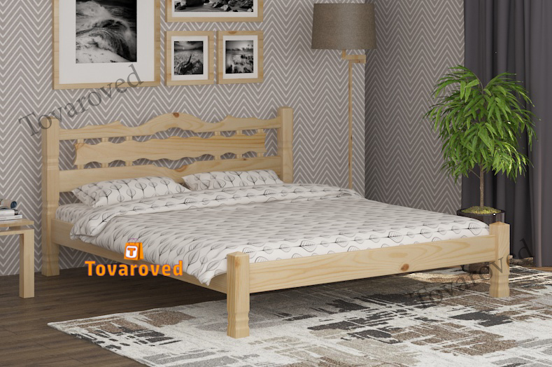 

Кровать двуспальная 180х190 Wellmebely Инга дерево сосна Бук Л6