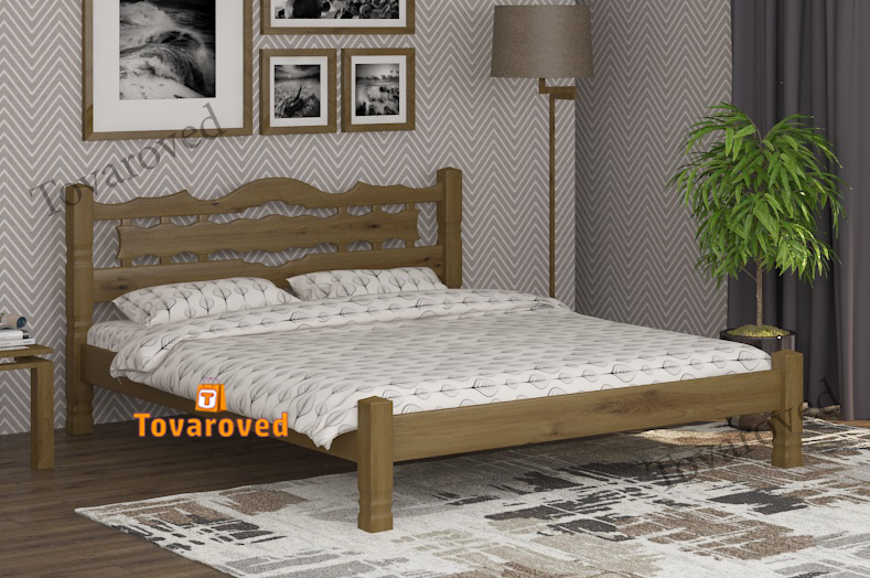 

Кровать двуспальная 180х190 Wellmebely Инга дерево сосна Орех светлый Л6