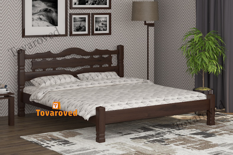 

Кровать двуспальная 180х200 Wellmebely Инга дерево сосна Орех темный Л6