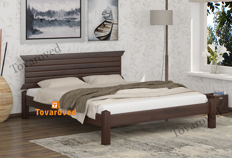 

Кровать полуторная 120х190 Wellmebely Стелла дерево сосна Орех темный Л6