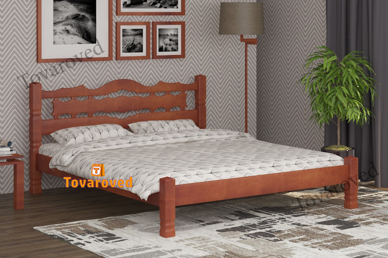 

Кровать двуспальная 140х200 Wellmebely Инга дерево сосна Яблоня Л6