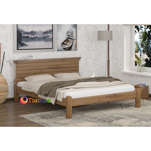 

Кровать двухспальная 180х200 деревянная Стелла Wellmebely сосна Орех светлый Л6