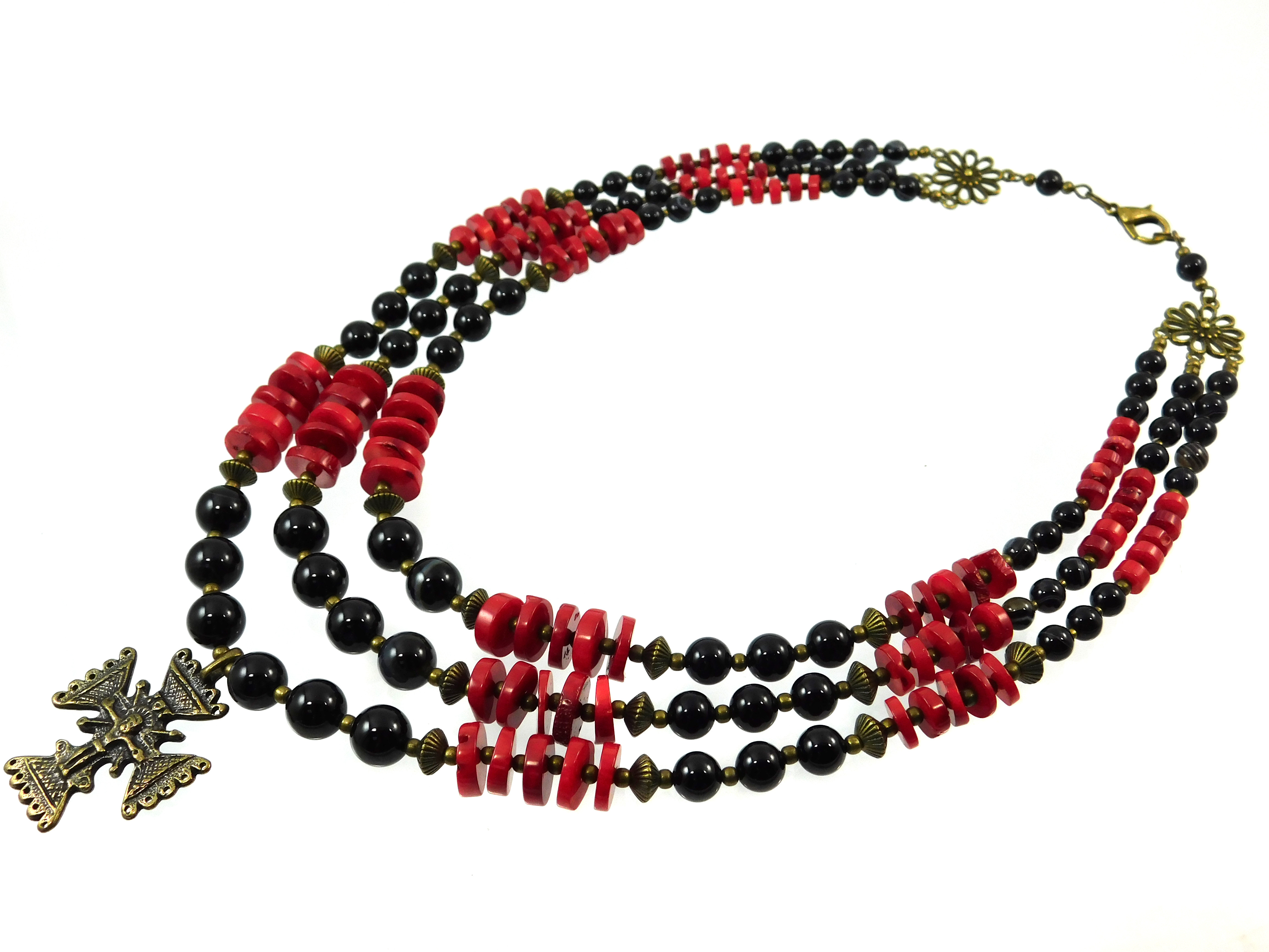 

Ексклюзивне намисто "Севілія" 3-рядне Агат, Корал (Колекція "Етніка") 1Дизайн-Студія "FF" 13.03.28.180