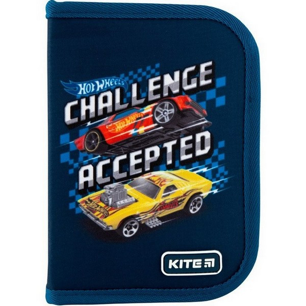 

Пенал шкільний Kite для хлопчика на 1 відділення, 2 відворот Hot Wheels HW20-622-2