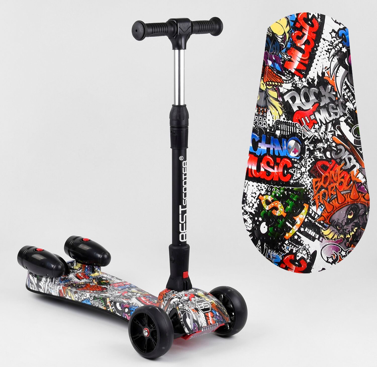 

Самокат триколісний Best Scooter MAXI 17723 з парогенератором світлом звуком Граффити (123426)