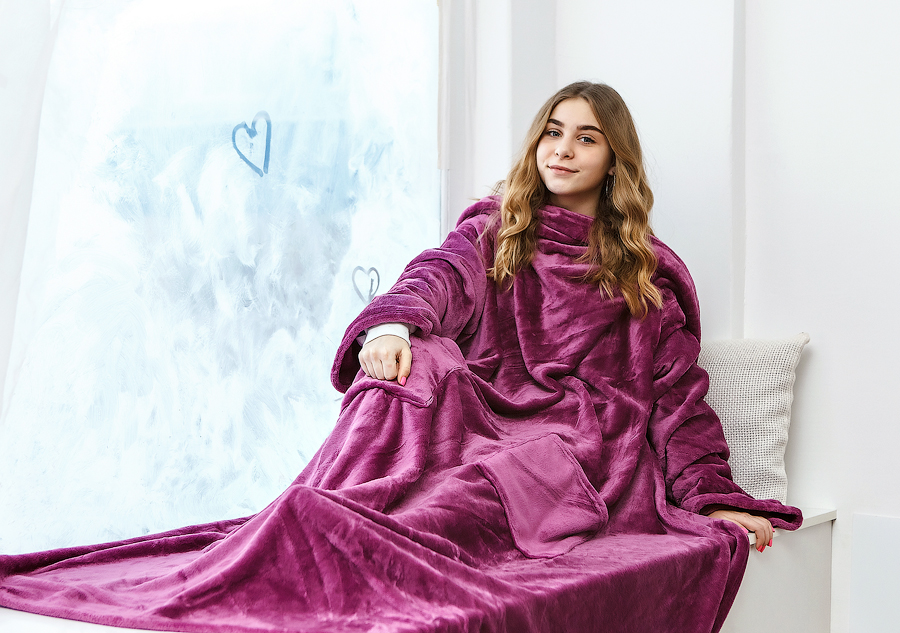 

Плед з рукавами і кишенями TeddyBoom ​​з мікрофібри 200х150 см Фіолетовий