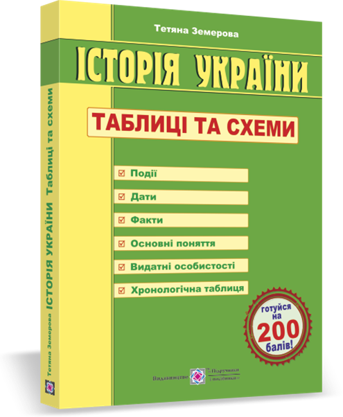 

ЗНО. Історія України. Таблиці та схеми (Земерова Т.), Підручники і посібники