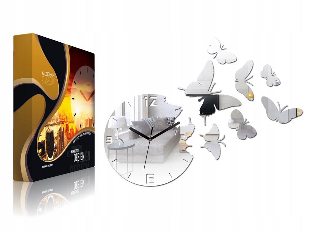 

Часы настенные BUTTERFLIES зеркальные 28 см Modern Clock