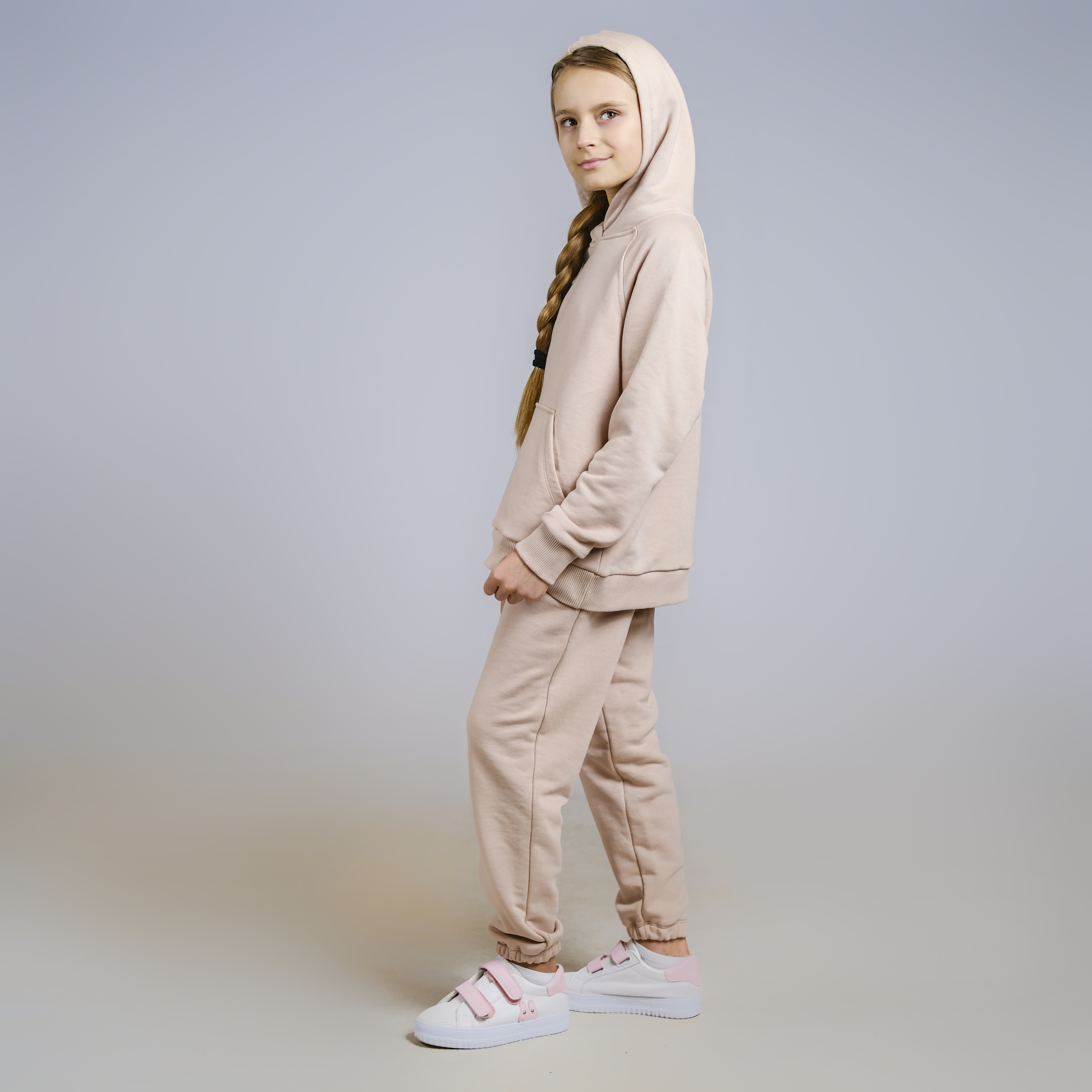 

Детский спортивный костюм худи трехнить BASIC BY SAMI 134 см Бежевый