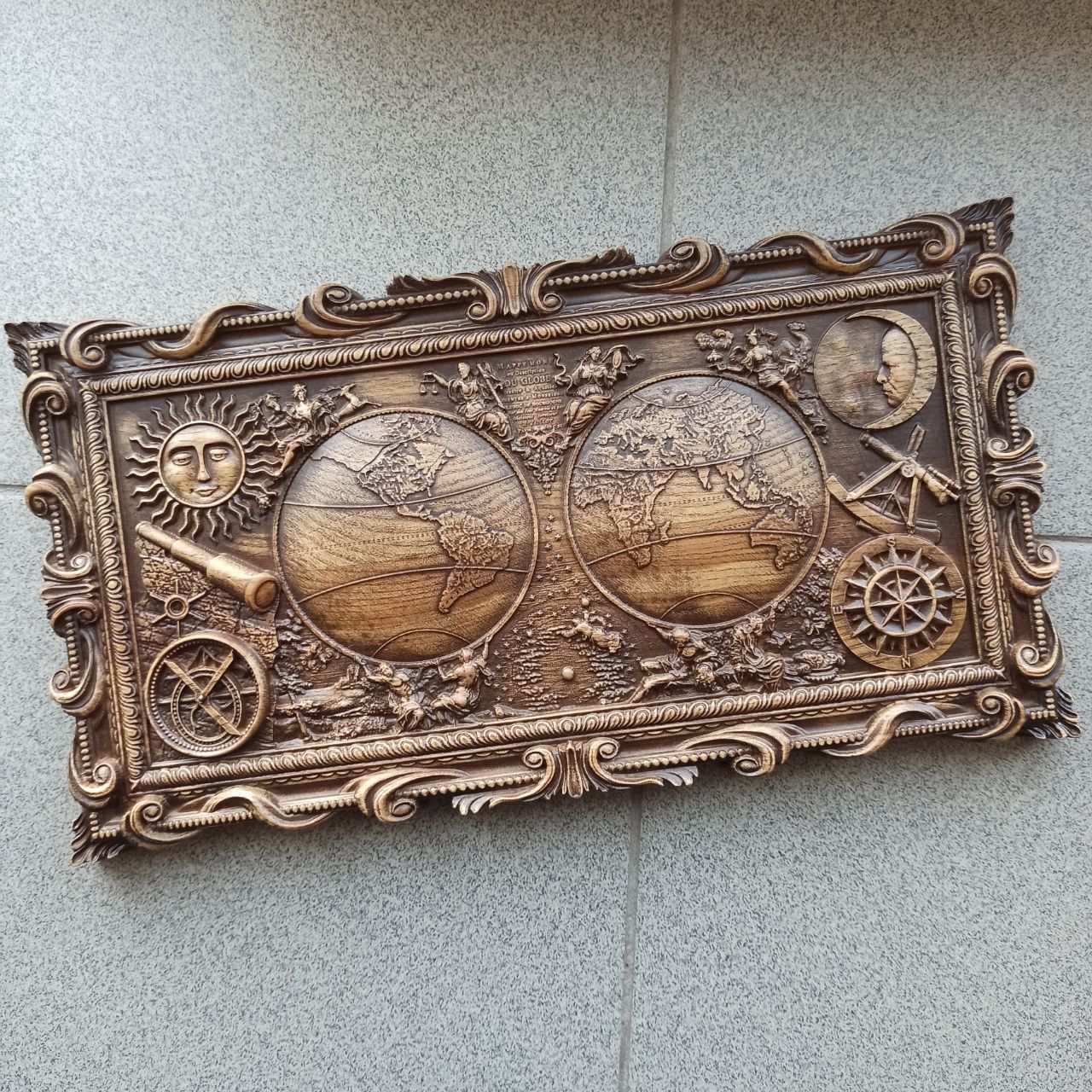 

Панно "Карта мира", Atributlux, 53,5*100 см резное из дерева