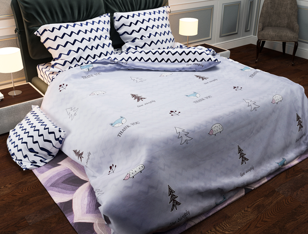 

Семейный набор хлопкового постельного белья из Бязи Gold №154269AB Черешенка 2 х 150х220 см