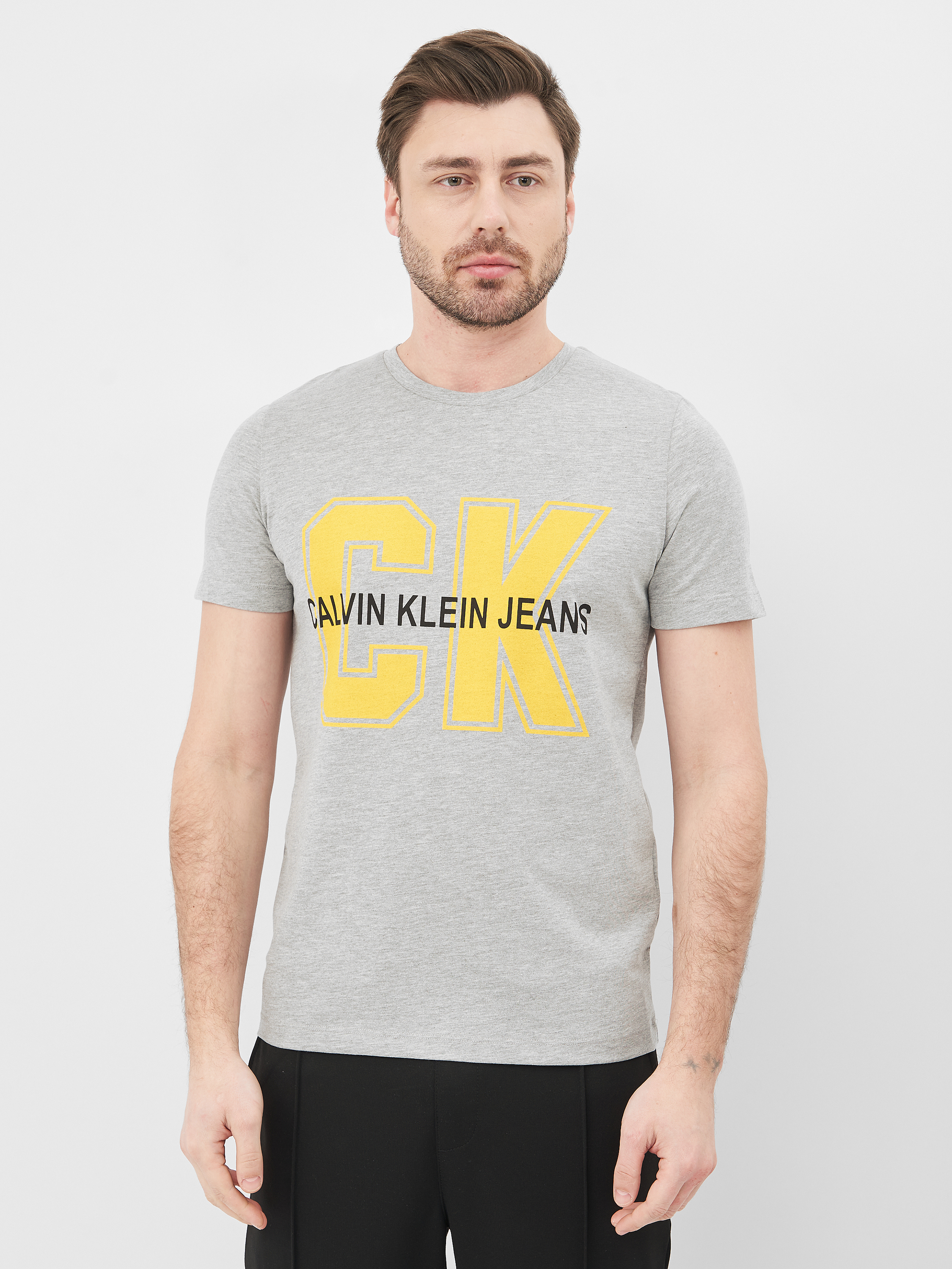 Акция на Футболка Calvin Klein Jeans 10561.3 S (44) Сіра от Rozetka