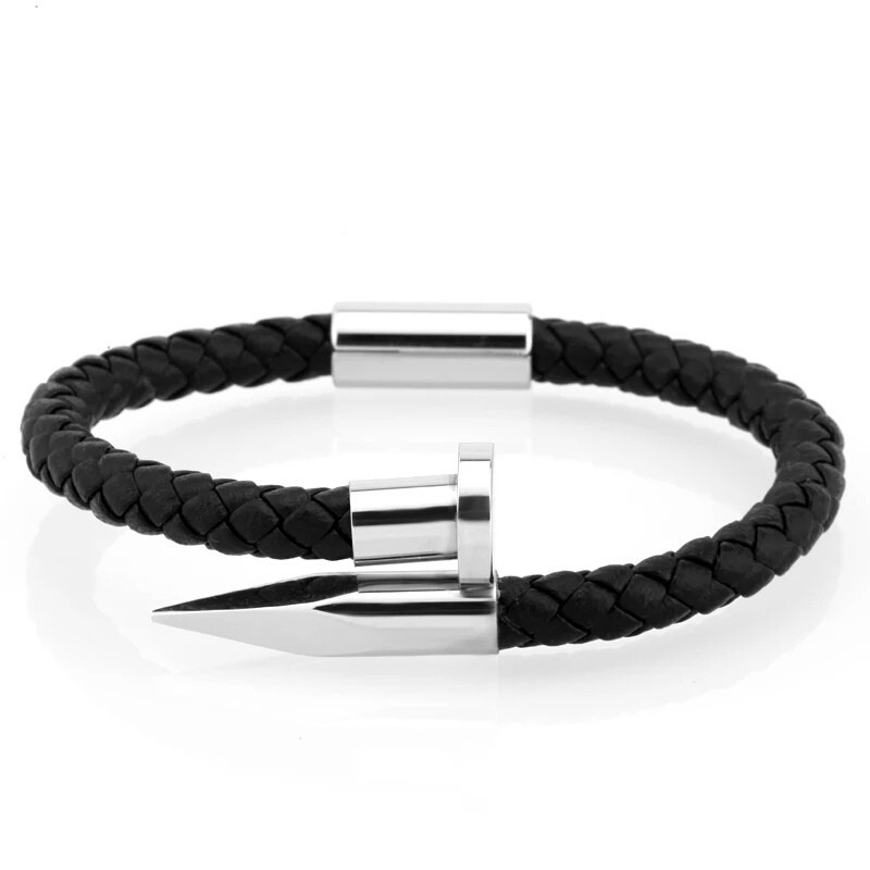 

Браслет Mawas из кожи Гвоздь Silver