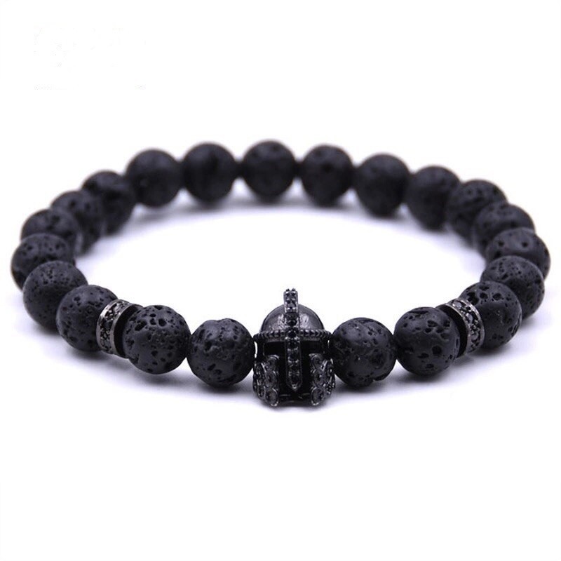 

Браслет Mawas Лавовый камень с черным шлемом 17 см