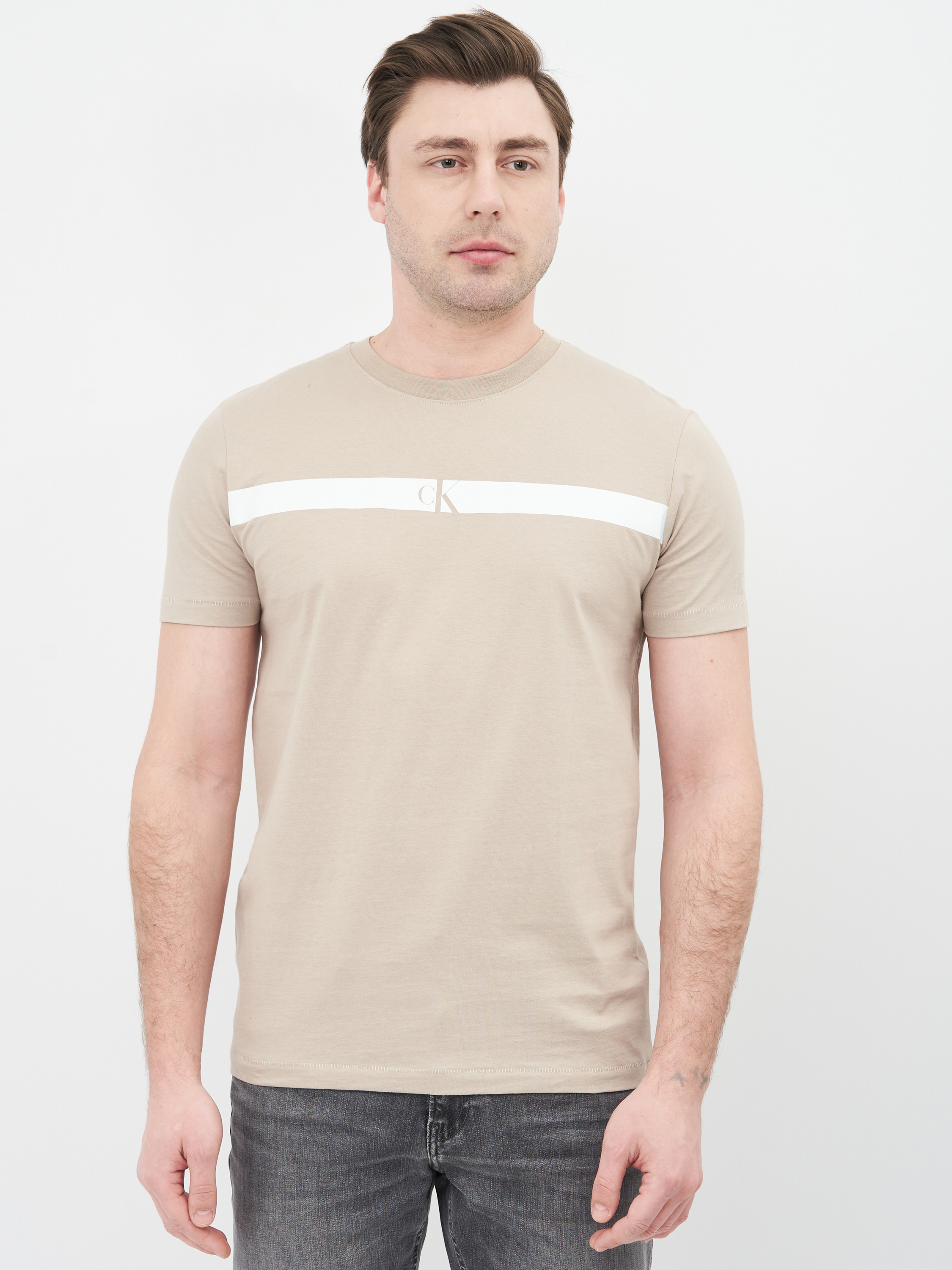 

Футболка Calvin Klein Jeans Horizontal Ck Panel Tee J30J317165-PFT M Beige