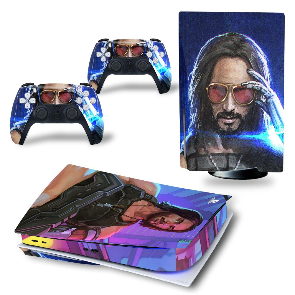 

Виниловые наклейки для PS5 Disk Drive version и геймпада DualSense Cyberpunk 2077 PlayStation 5 skins_2