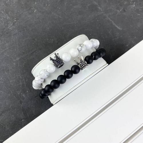 

Браслет 2B Rich Bracelet King 8 mm, 19 cm White-Black