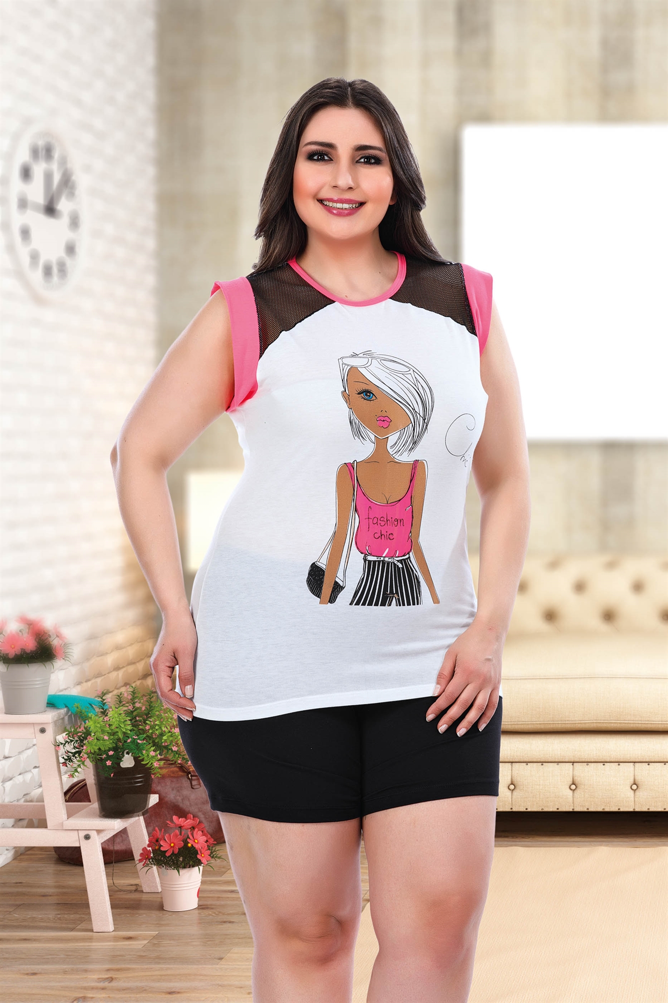 

Комплект майка та шорти великий розмір Lady 338 4XL Мультицветной