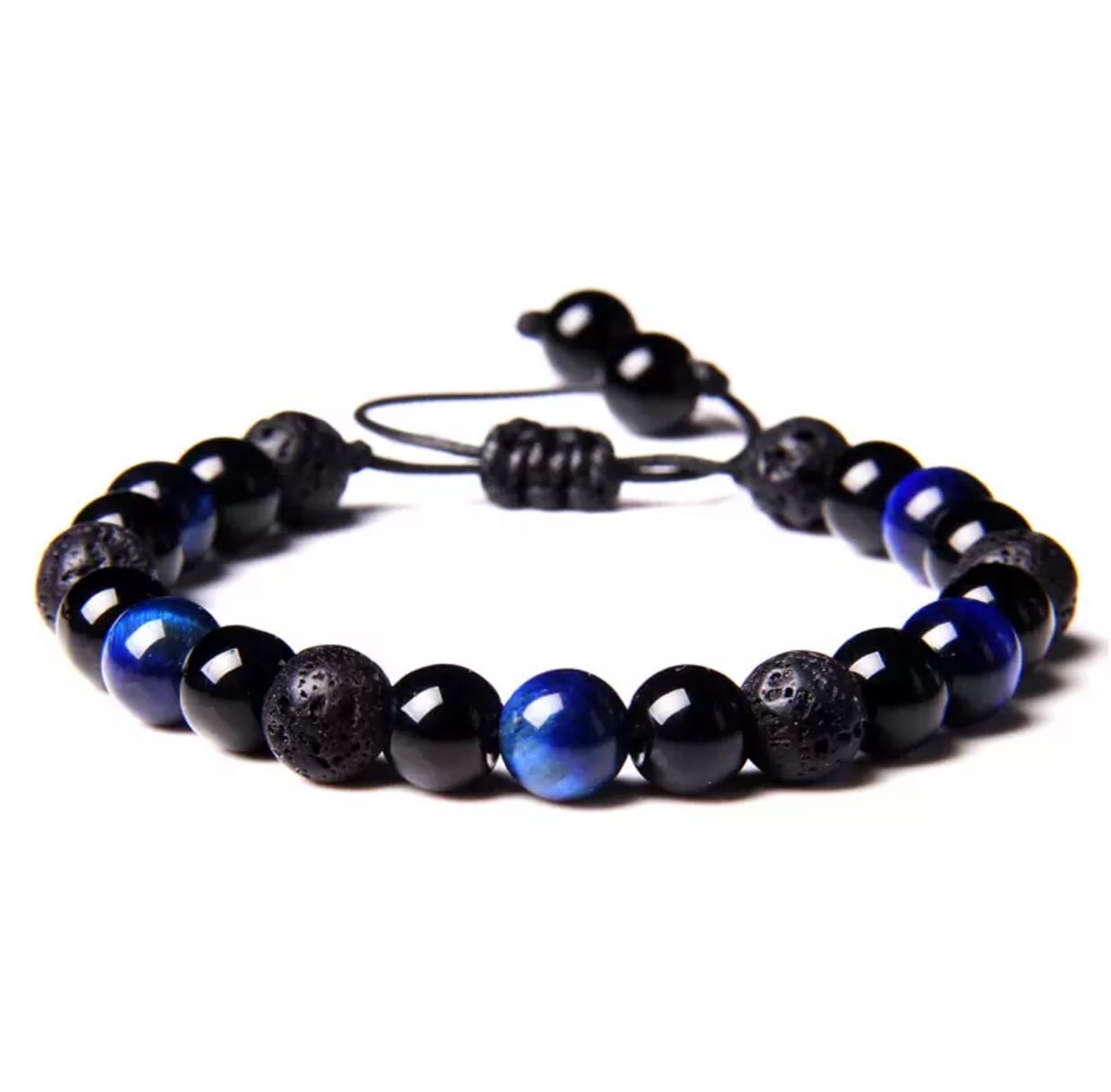 

Браслет из лавового камня, тигрового глаза и агата Blue Universal