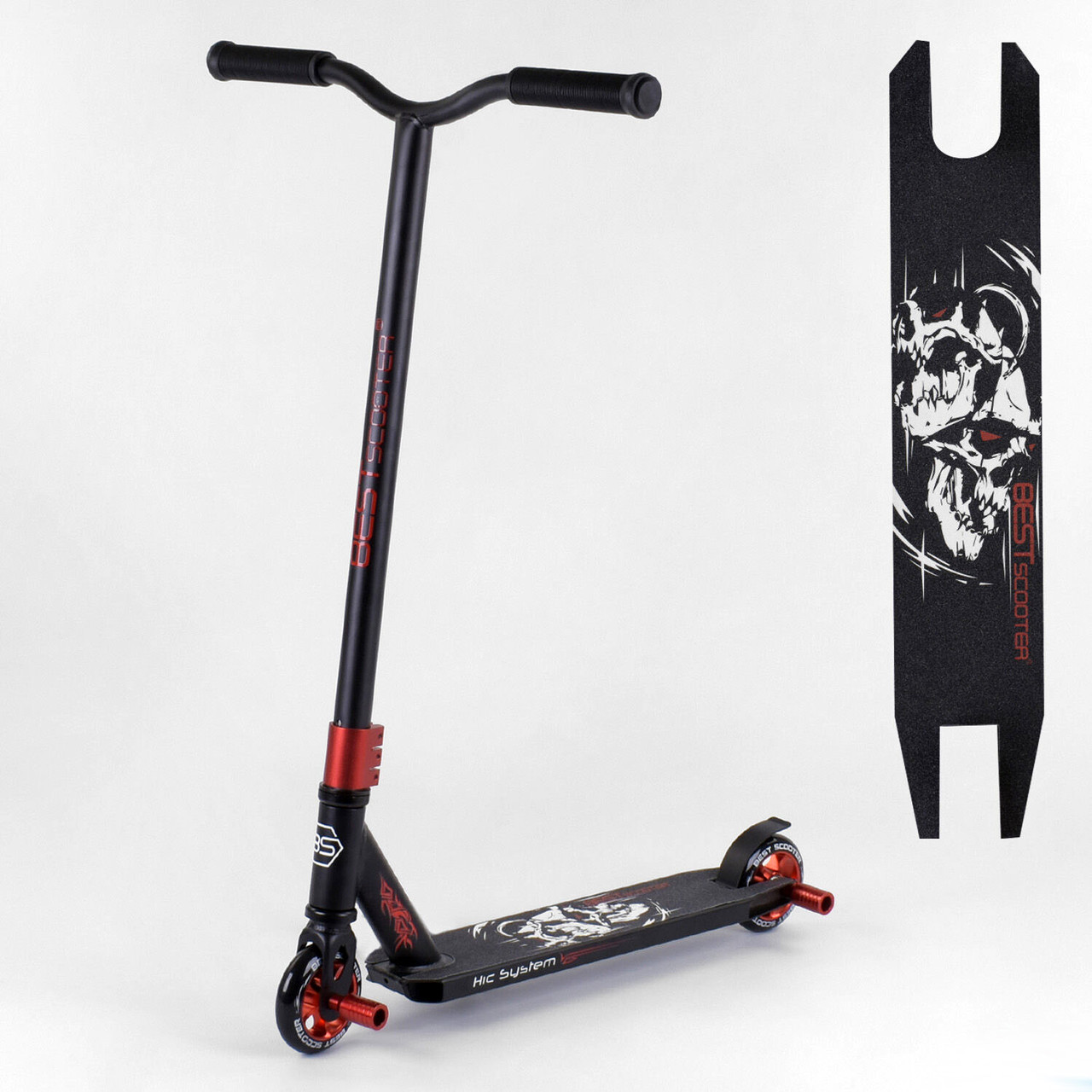 

Самокат трюковый Best Scooter с пегами, до 100 кг, 32947, черный красный