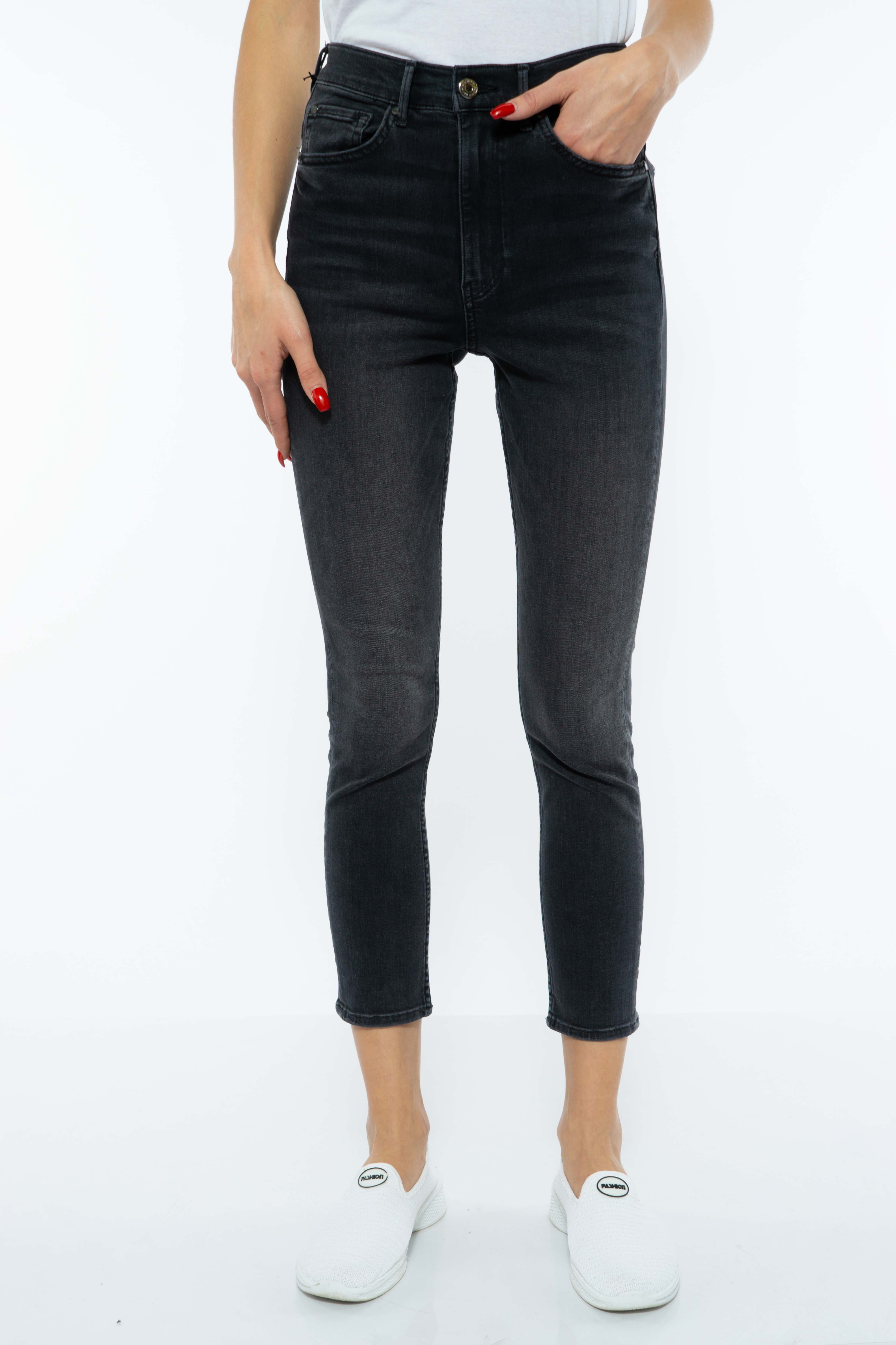 

Джинсы женские Skinny 201P011 с легкой потертостью (Грифельный) 25