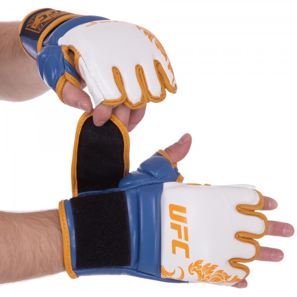 

Перчатки для бокса UFC TrueThai UTT-75399 р-р S-M Синий-белый (MR12978)