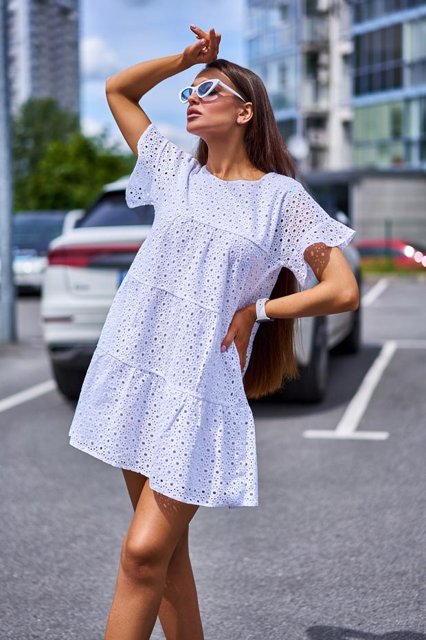 

Женское JADONE FASHION хлопковое платье с перфорацией Рида цвет белый XL (Платье Рида белый)