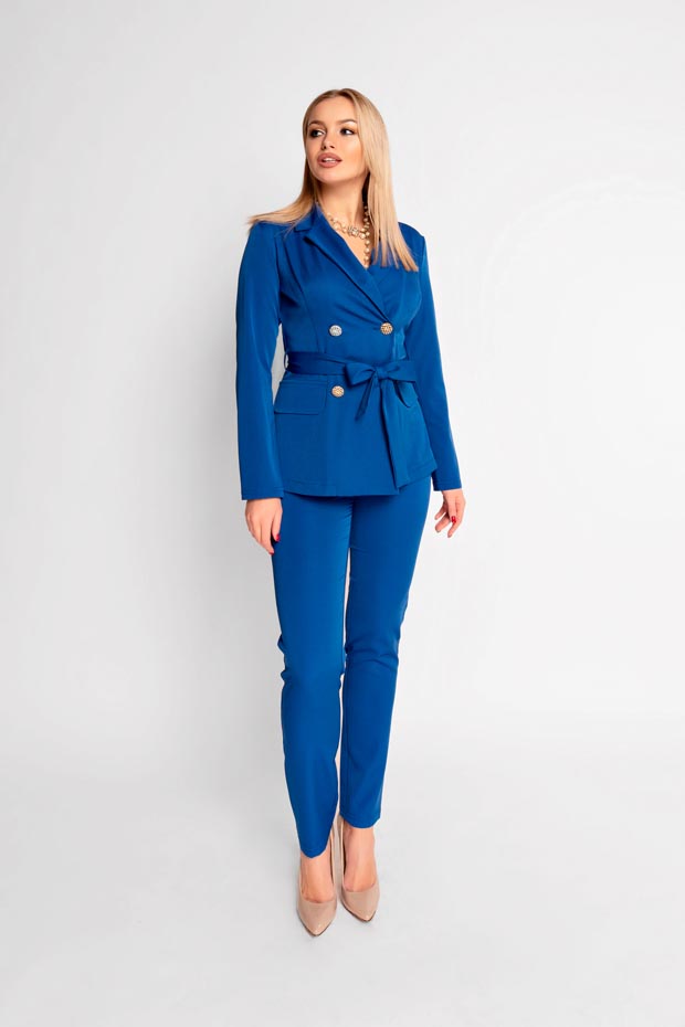 

Женский JADONE FASHION брючный костюм из костюмной ткани с пуговицами и поясом Адель цвет электрик  (Брючный костюм Адель электрик, Женский JADONE FASHION брючный костюм из костюмной ткани с пуговицами и поясом Адель цвет электрик XL (Брючный костюм Адель