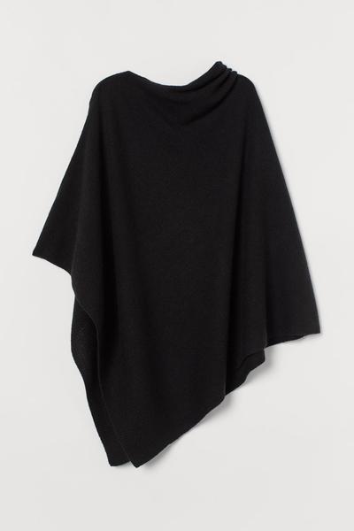 

Шерстяное пончо тонкой вязки H&M ONE SIZE (165/88А) Черный