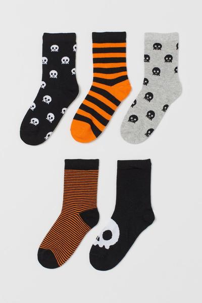 

5 пар носков H&M 19/21 ( 13,3 см.) Черный/Черепа