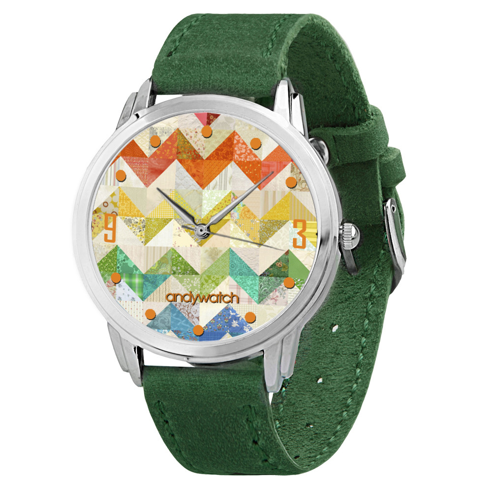 

Дизайнерские Наручные часы Andywatch Разноцветный зигзаг Зеленые