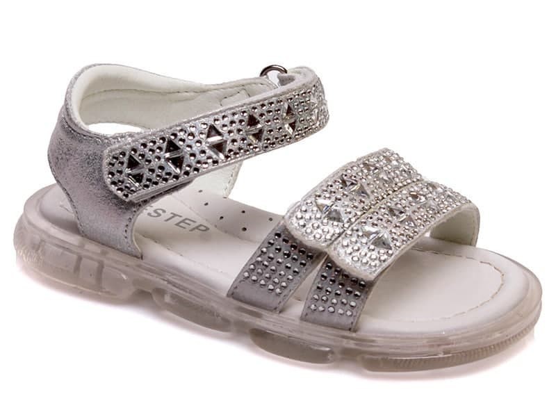

Босоножки для девочки Weestep на липучках серебрянный цвет размер 26 (931950103)
