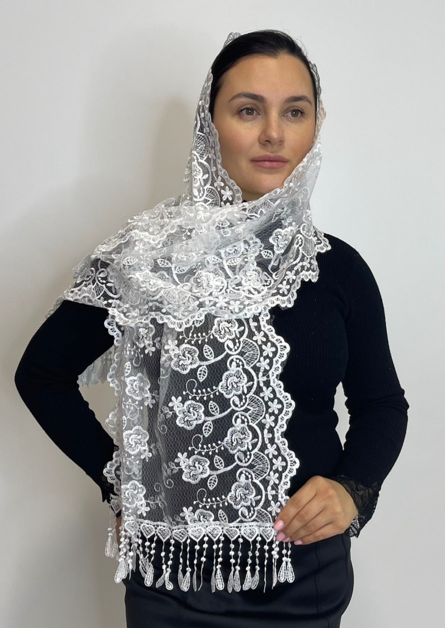 

Платок Платочная мануфактура Роза 40х160 см Белый (0517)