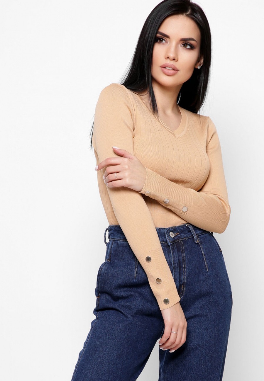 

Женский свитер в рубчик Carica Onesize 42-46 Песок (32601-10)