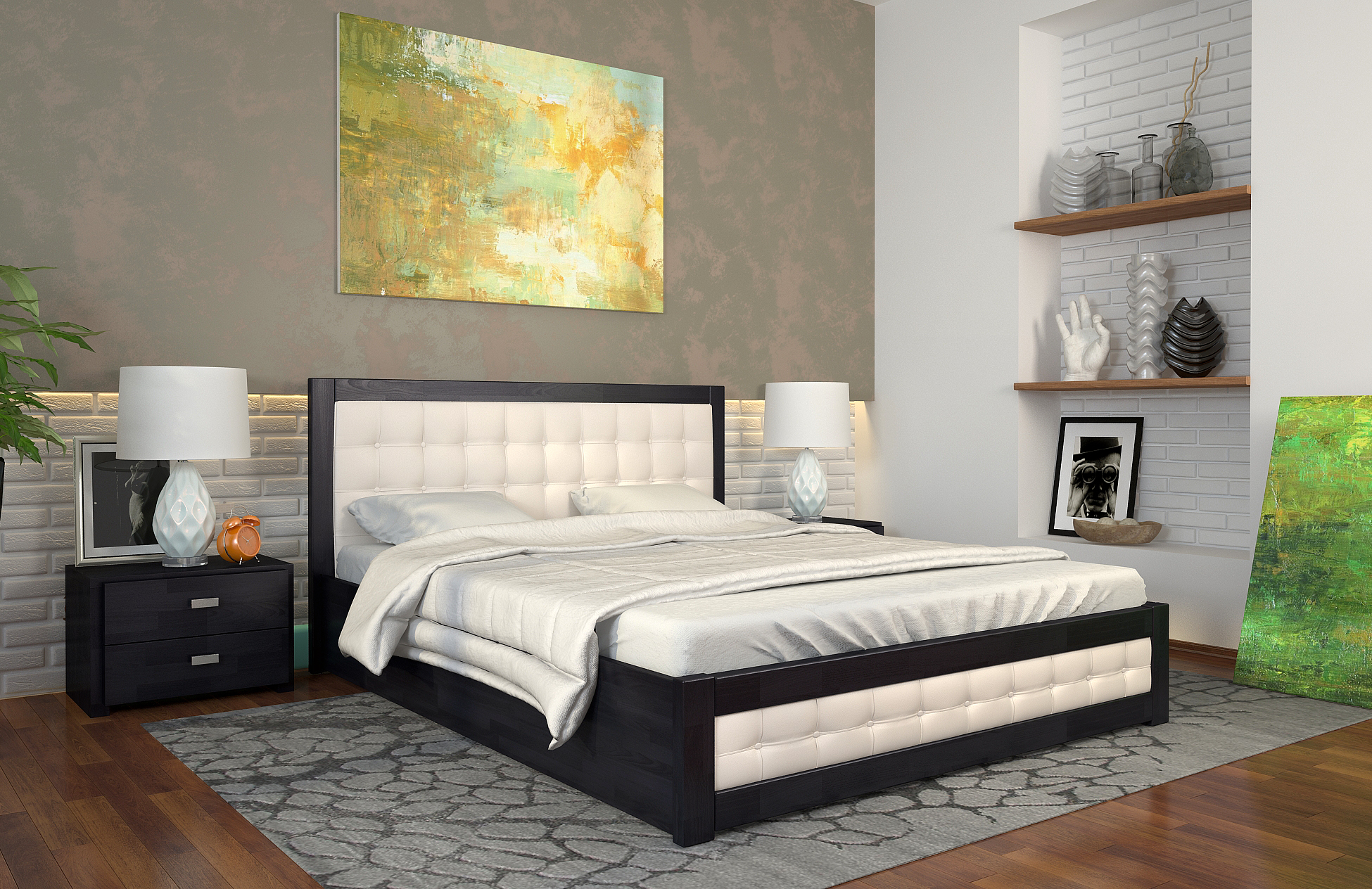 

Кровать Arbordrev Рената Д квадраты с механизмом (180*190) сосна Венге + Boston 26