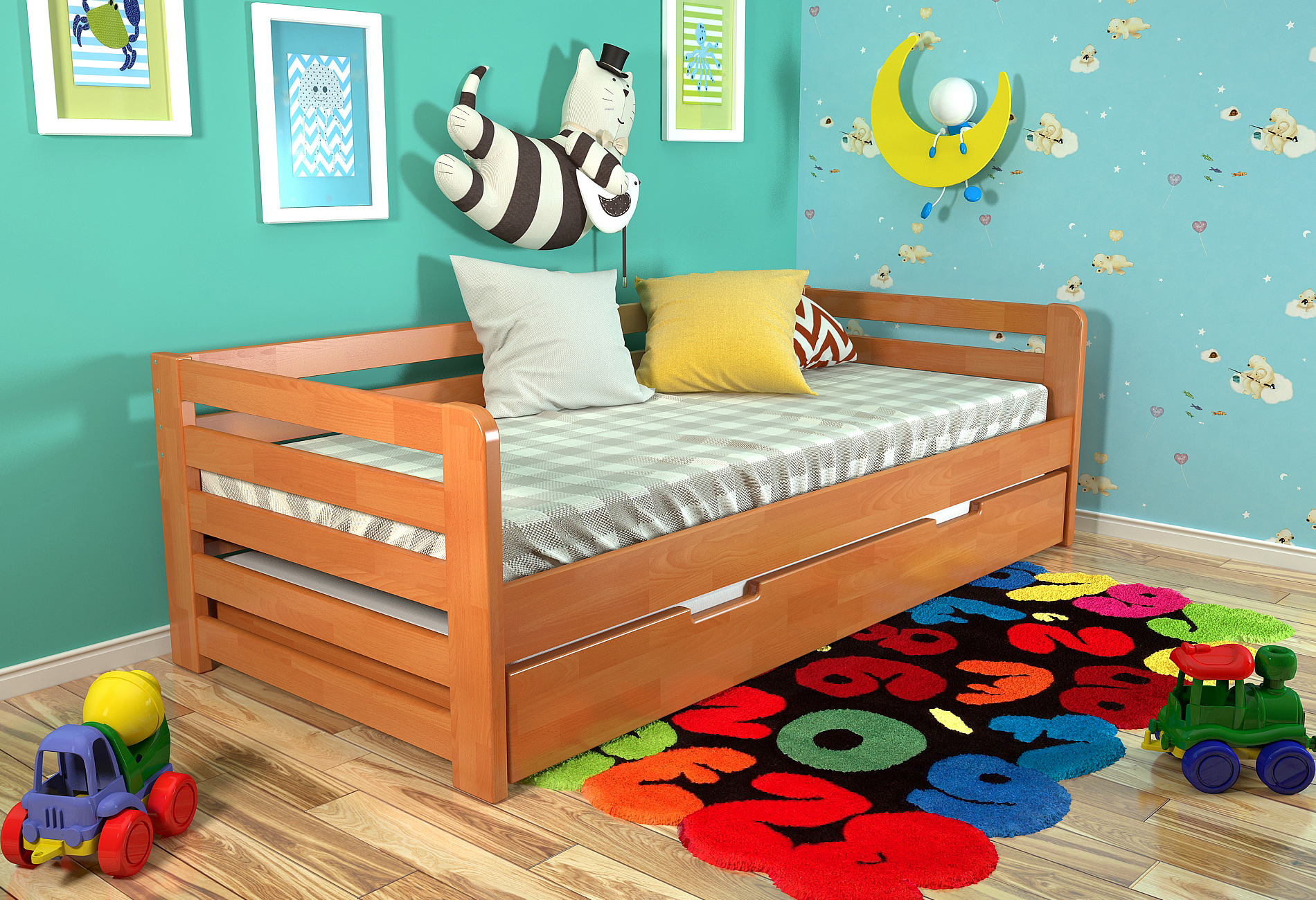 

Детская кровать с длинным ящиком Arbordrev Немо (80*200) сосна Ольха