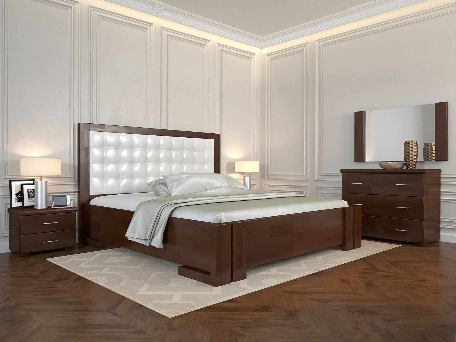 

Кровать Arbordrev Амбер квадраты без ПМ (180*200) бук Тёмный орех + Boston 26