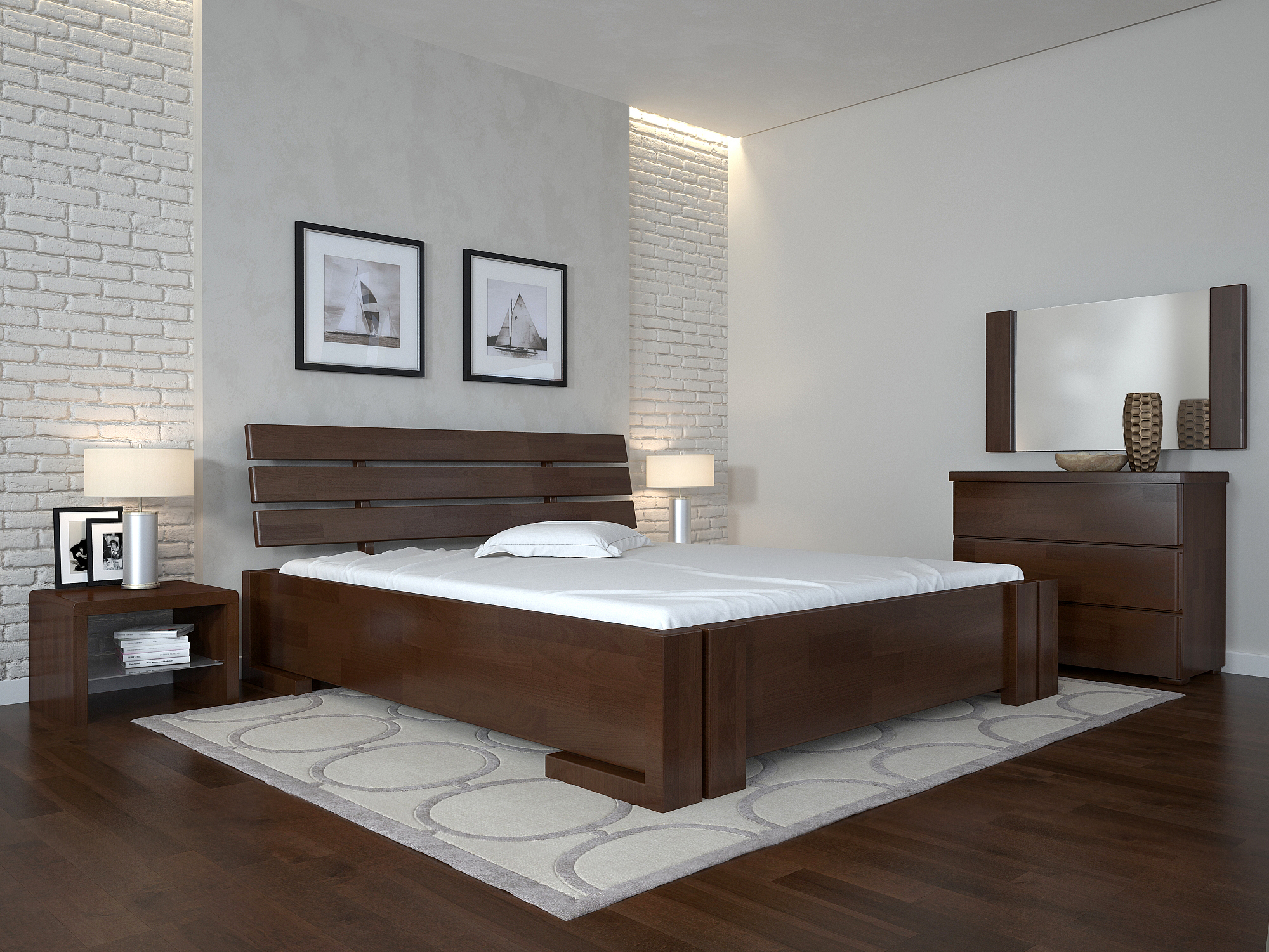 

Кровать Arbordrev Домино без ПМ (120*200) сосна Тёмный орех