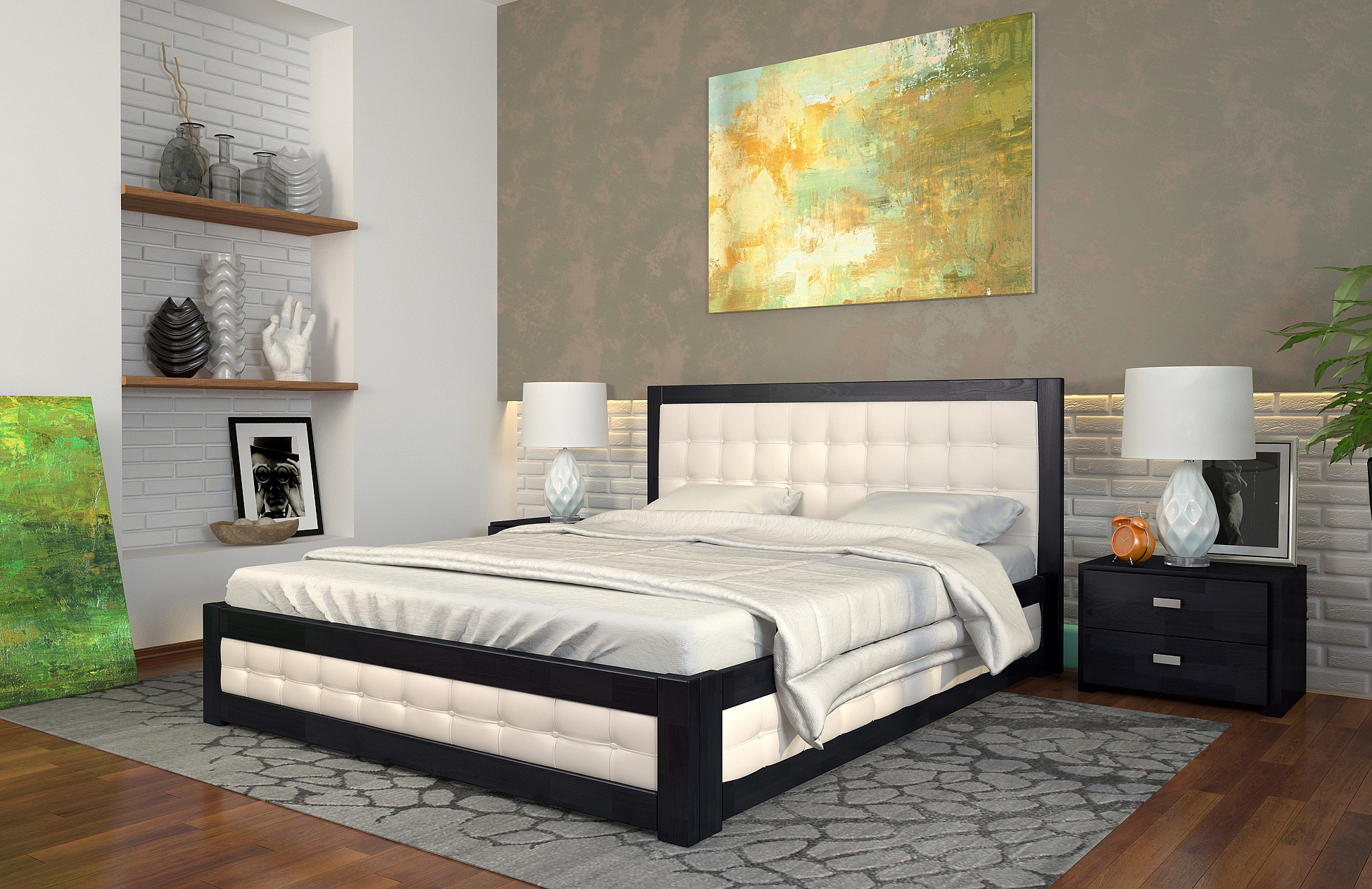 

Кровать Arbordrev Рената М квадраты с механизмом (160*200) бук Венге + Boston 26