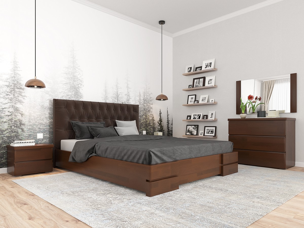 

Кровать Arbordrev Камелия ромб с механизмом (160*200) сосна Яблоня локарно+Riviera 28