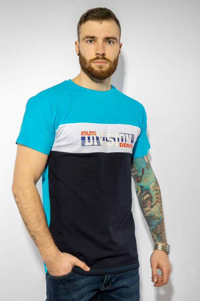 

Футболка с текстовым принтом 85F260 (Голубой-синий) XL