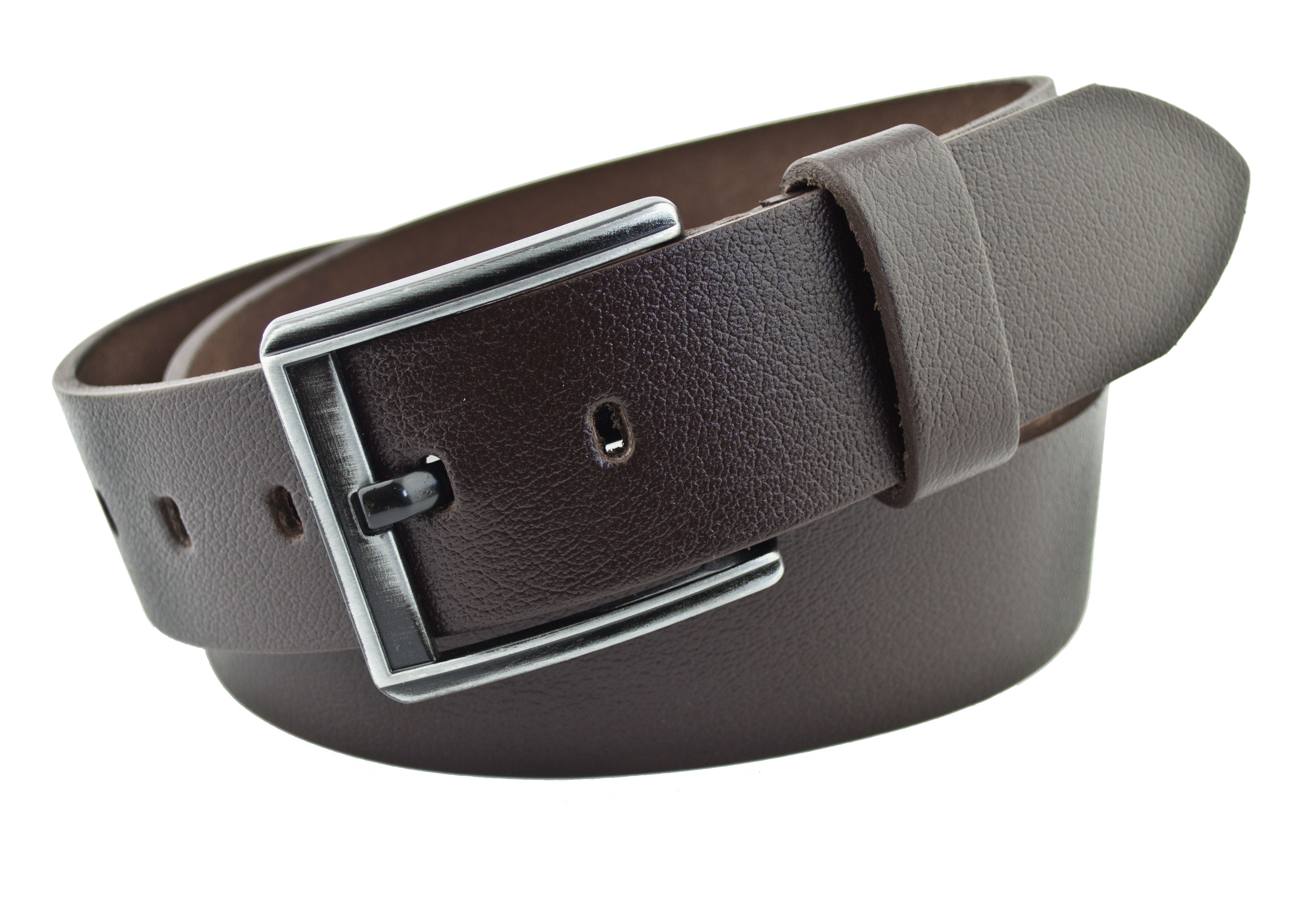 

Мужской кожаный ремень Real Leather 4,5 см для джинсов темно коричневый 110 см-135 см