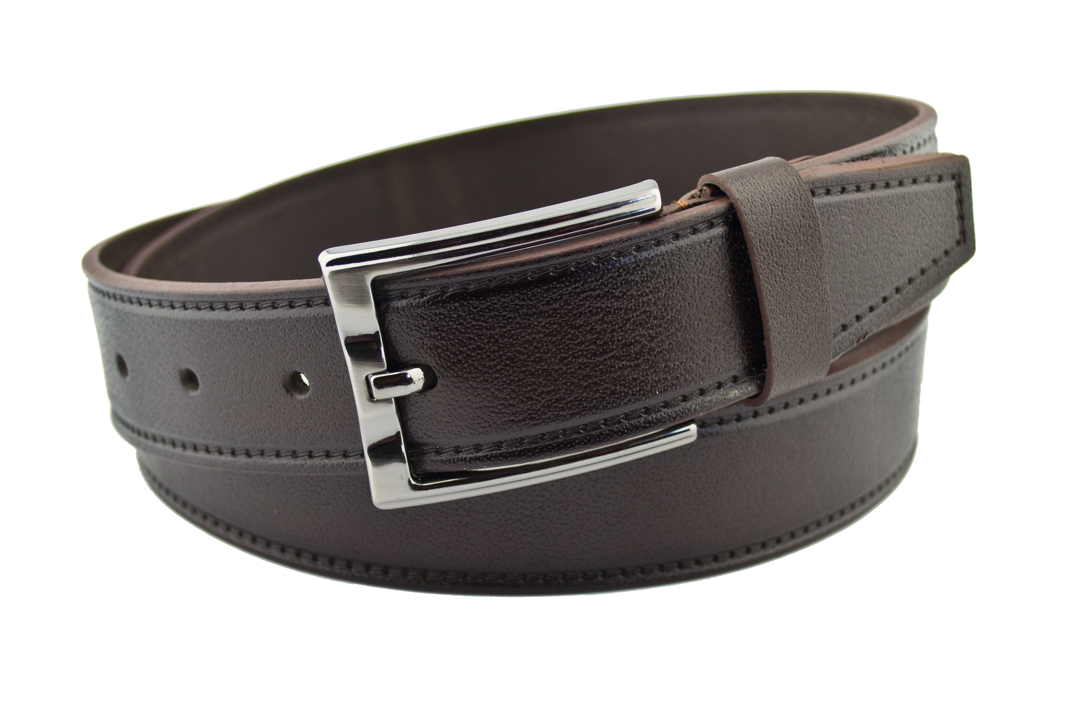 

Мужской кожаный ремень Real Leather 3,5 см для брюк темно коричневый 110 см-135 см