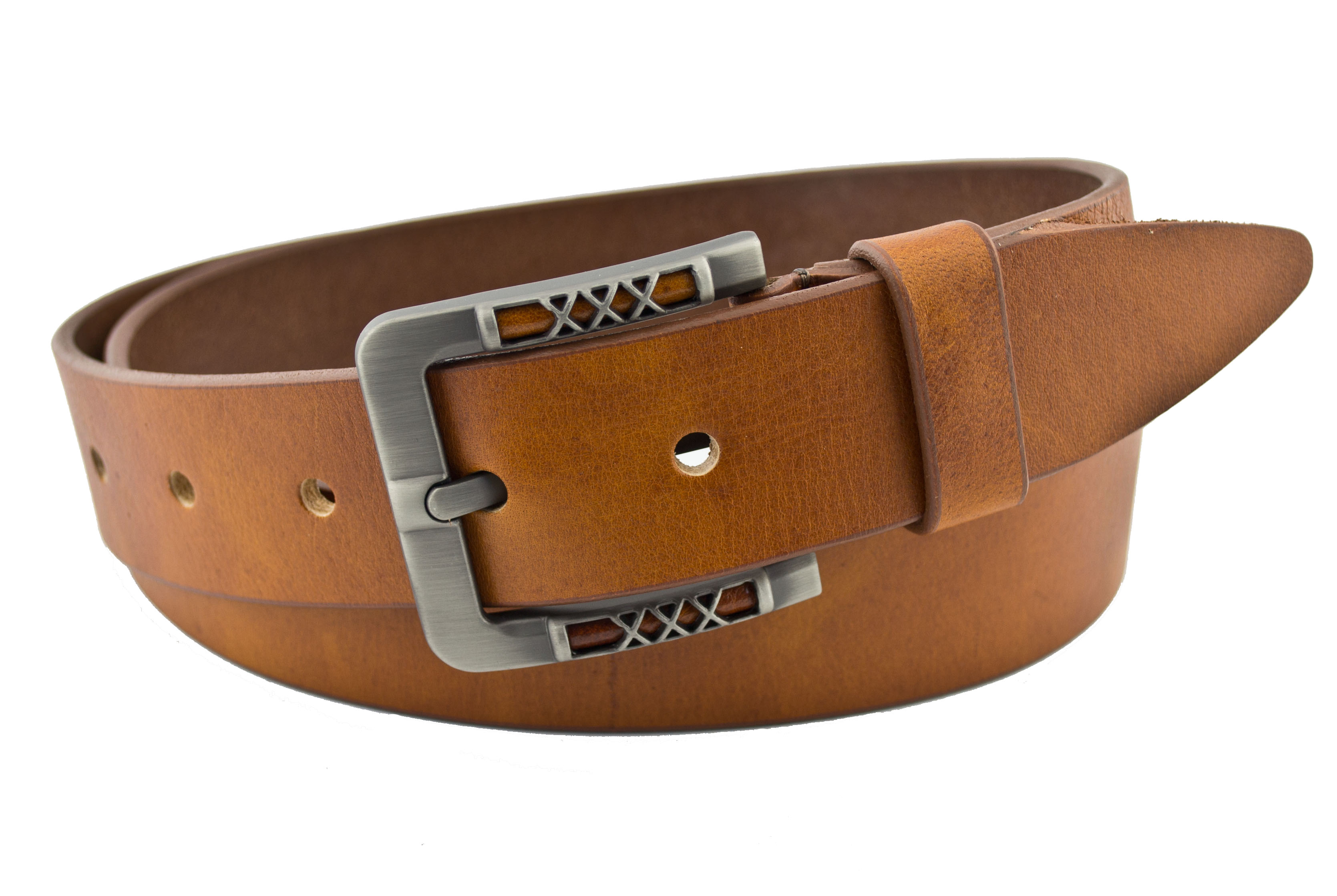 

Мужской кожаный ремень J.K. 4 см для джинсов светло коричневый 110 см-135 см (J.K.13040)