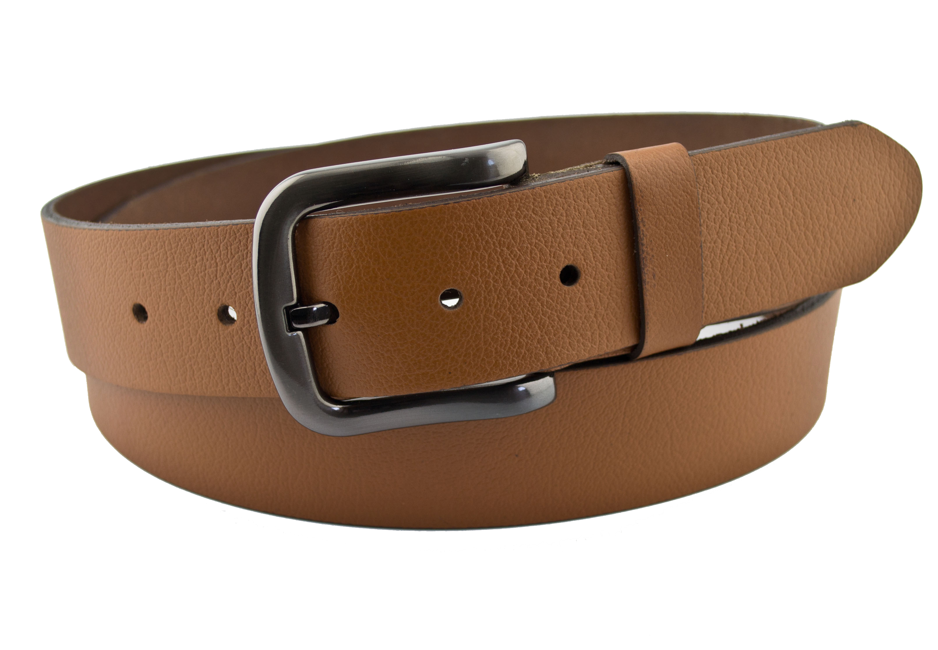 

Мужской кожаный ремень Real Leather 4 см для джинсов светло коричневый 110 см-135 см