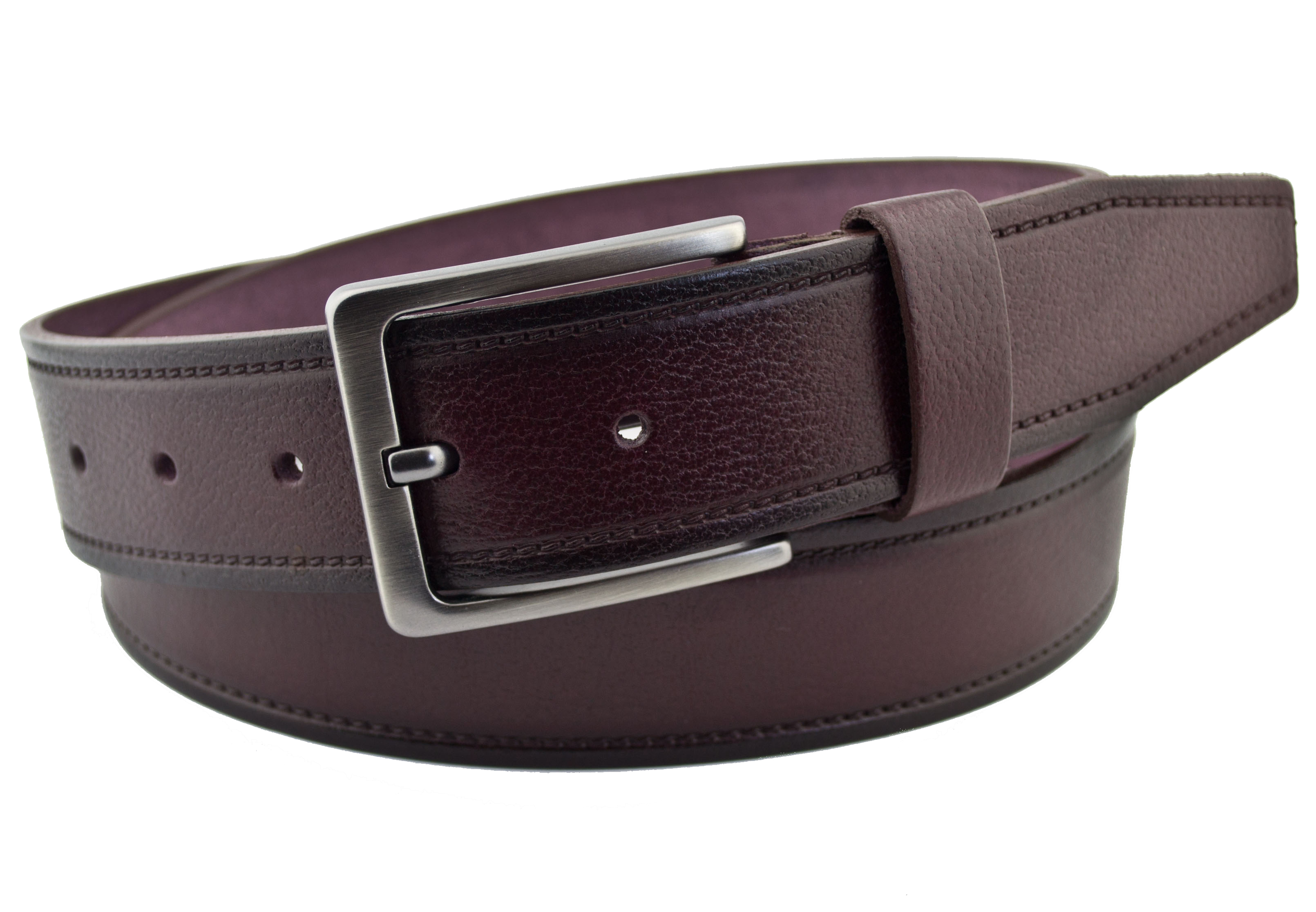 

Мужской кожаный ремень Real Leather 4 см для джинсов баклажановый 110 см-135 см