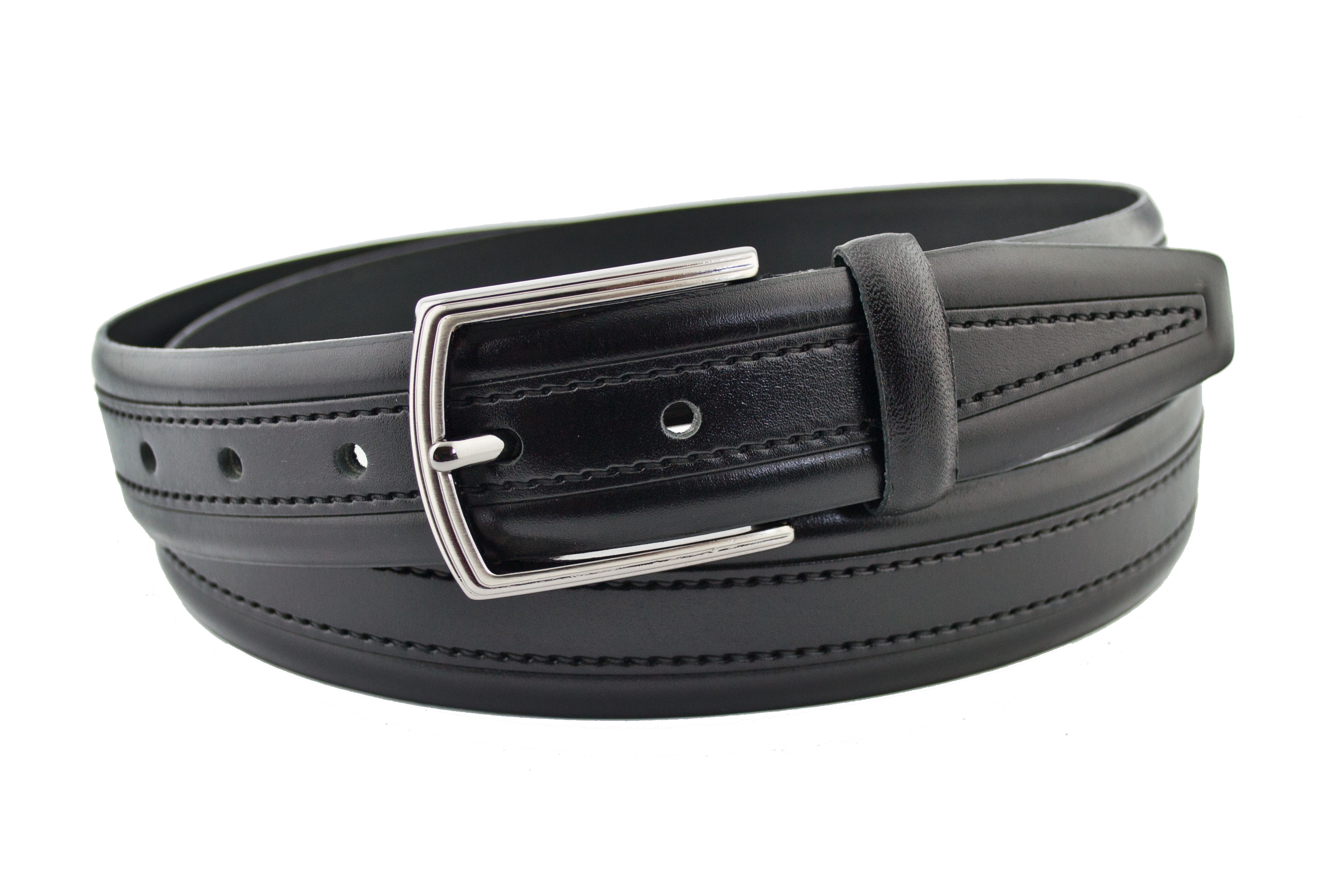 

Мужской кожаный ремень Real Leather 3,5 см для брюк черный 110 см-135 см