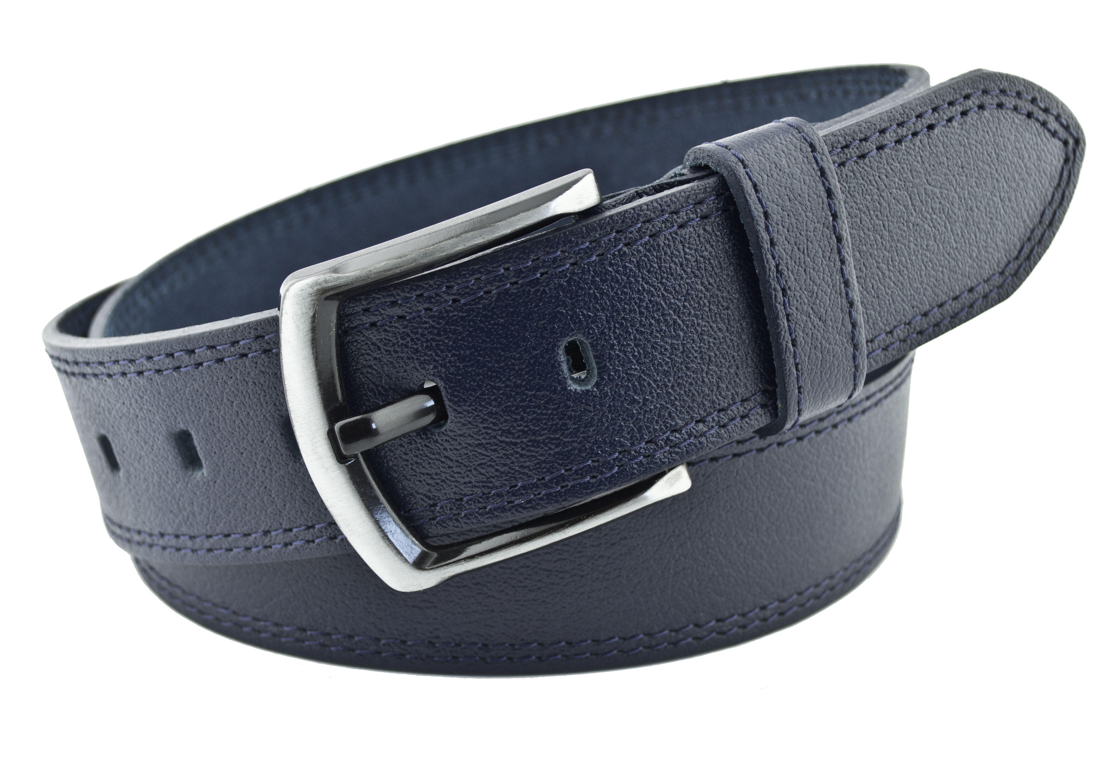 

Мужской кожаный ремень Real Leather 4,5 см для джинсов темно синий 110 см-135 см