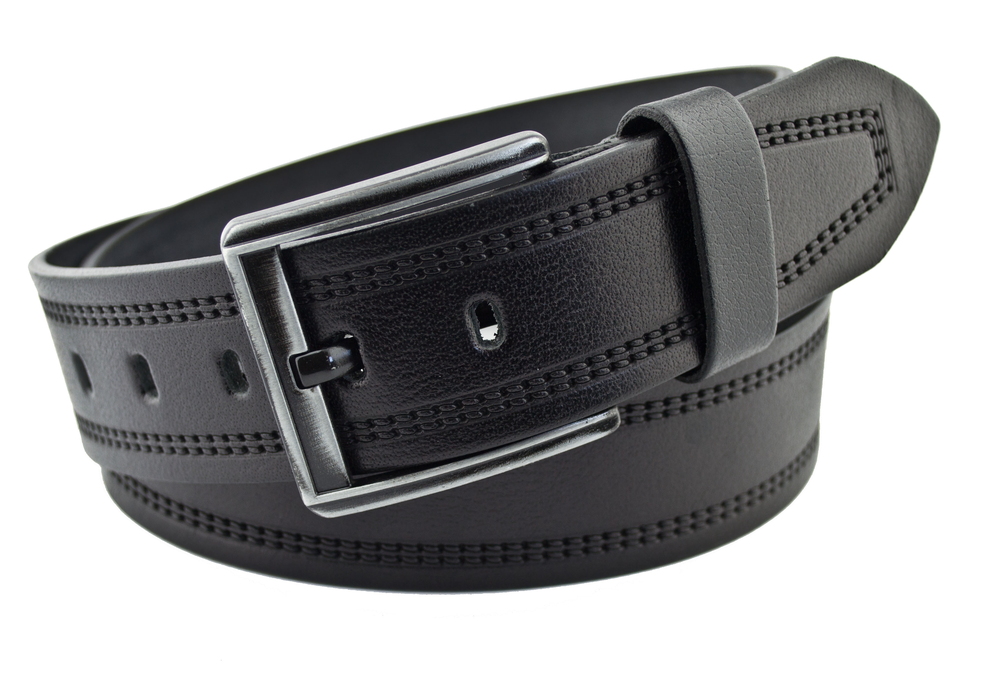 

Мужской кожаный ремень Real Leather 4,5 см для джинсов черный 110 см-135 см