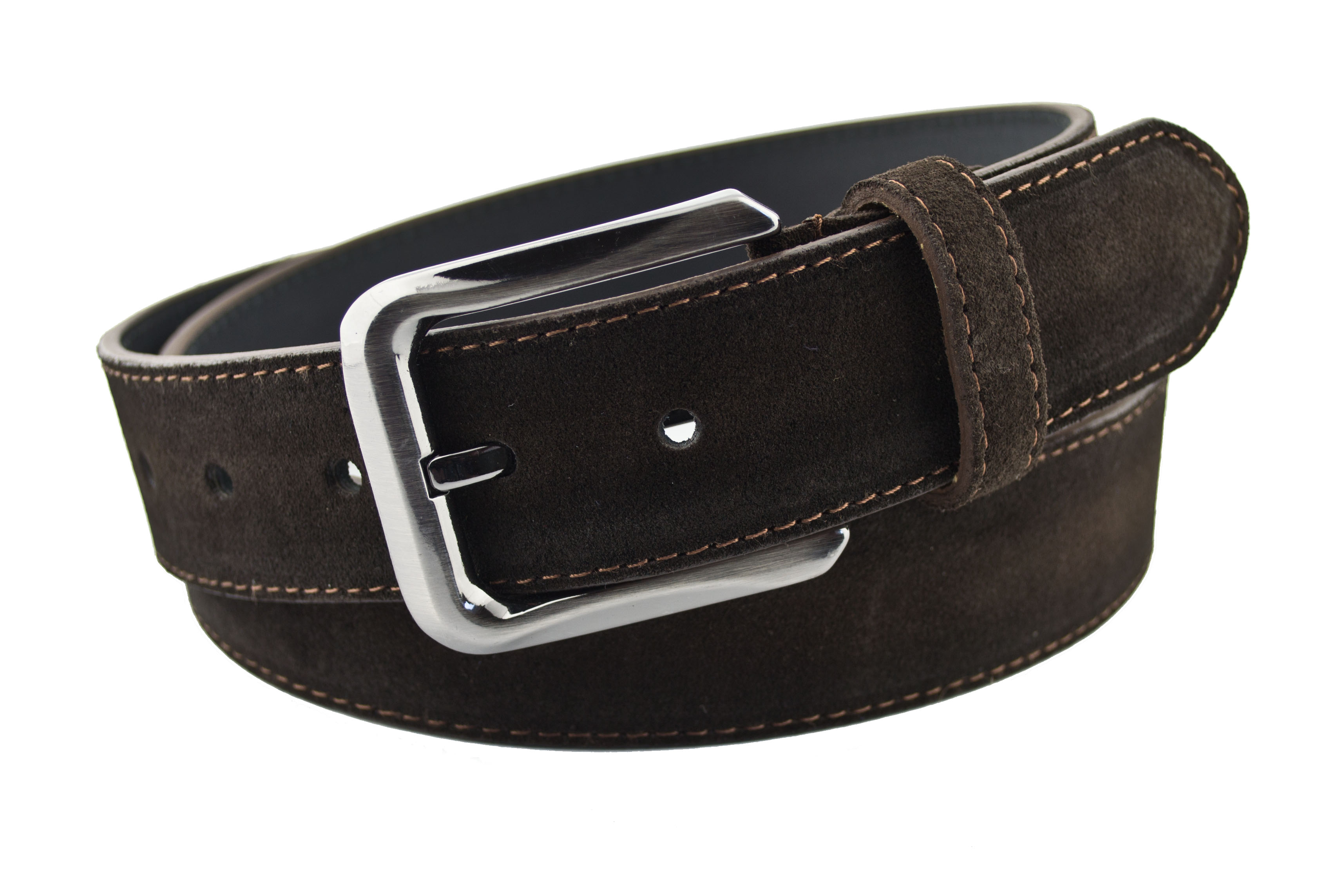 

Мужской замшевый ремень Real Leather 4 см для джинсов коричневый 110 см-135 см